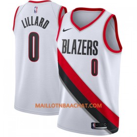 Maillot NBA Portland Trail Blazers Damian Lillard 0 Nike 2017-18 Blanc Swingman - Homme